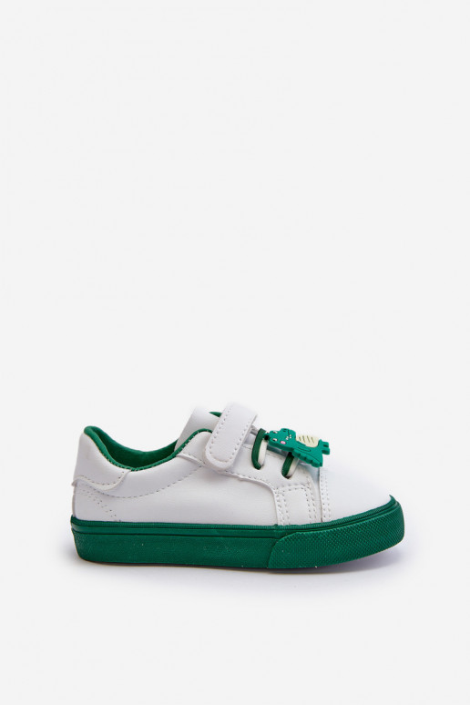Dziecięce Sneakersy Trampki Z Przypinką Biało-Zielone Pennyn