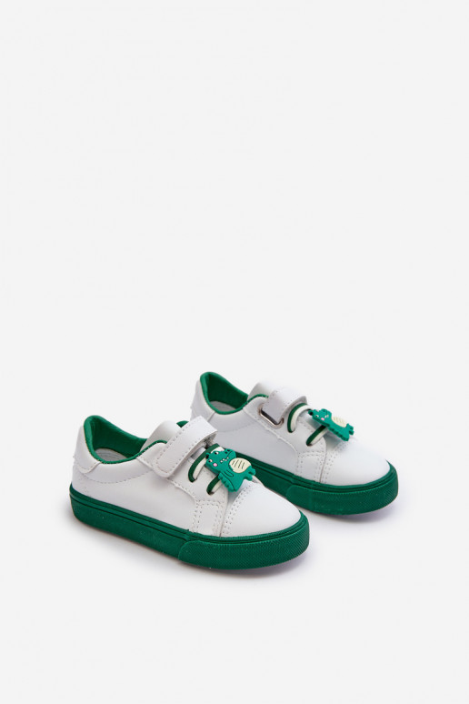 Dziecięce Sneakersy Trampki Z Przypinką Biało-Zielone Pennyn