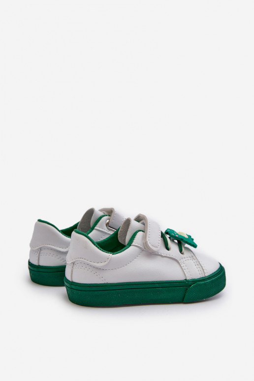 Dziecięce Sneakersy Trampki Z Przypinką Biało-Zielone Pennyn