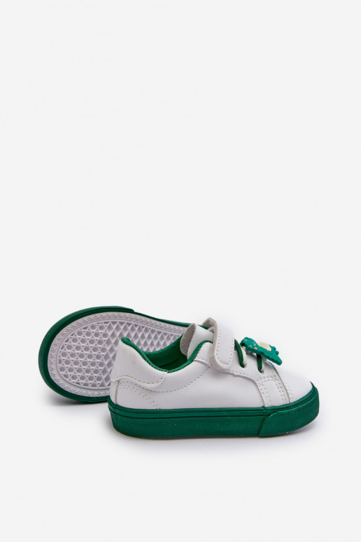 Dziecięce Sneakersy Trampki Z Przypinką Biało-Zielone Pennyn