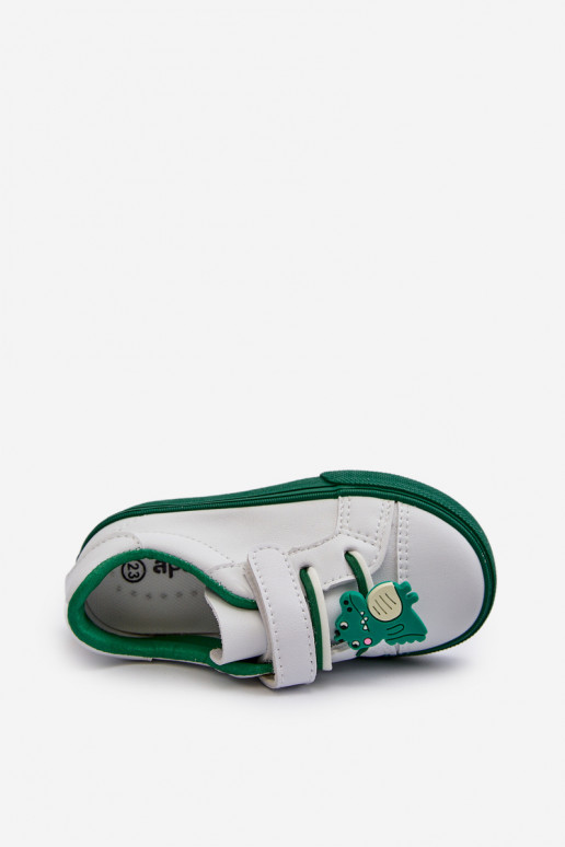 Dziecięce Sneakersy Trampki Z Przypinką Biało-Zielone Pennyn