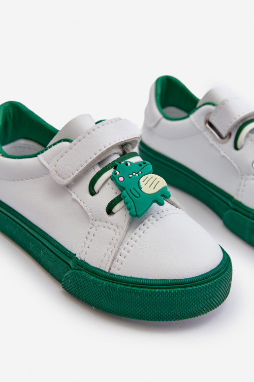 Dziecięce Sneakersy Trampki Z Przypinką Biało-Zielone Pennyn