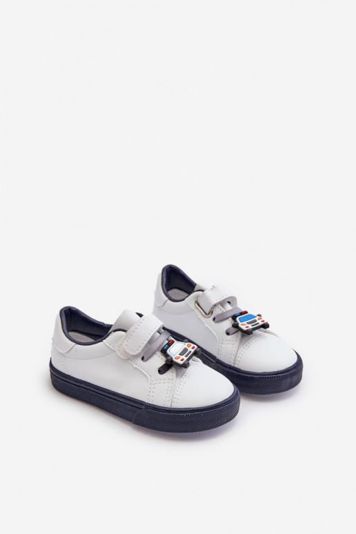 Dziecięce Sneakersy Trampki Z Przypinką Biało-Granatowe Pennyn