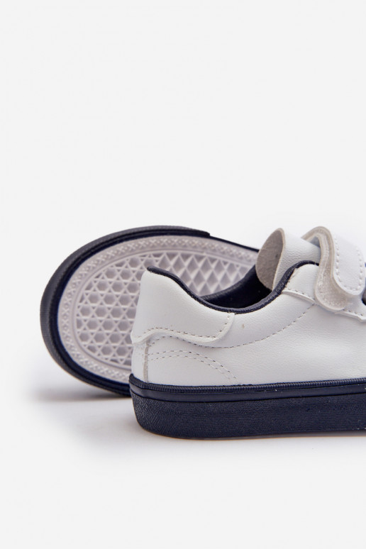 Dziecięce Sneakersy Trampki Z Przypinką Biało-Granatowe Pennyn