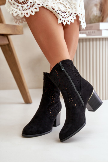 Lace-up ankle boots with eco suede upper, zip closure black Sevana 2