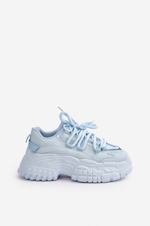 Sneakersy Damskie Na Masywnej Podeszwie Niebieskie Nevela