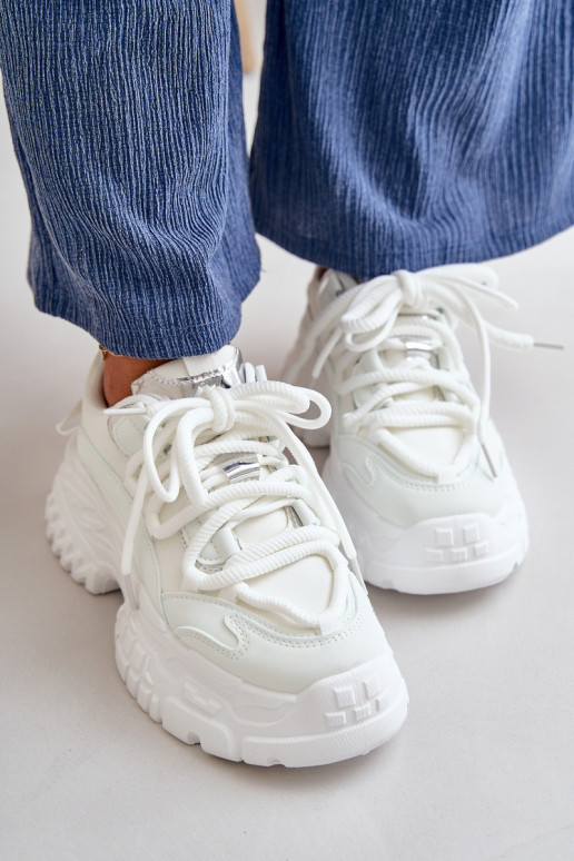 Sneakersy Damskie Na Masywnej Podeszwie Białe Nevela