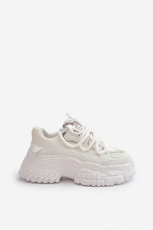 Sneakersy Damskie Na Masywnej Podeszwie Białe Nevela