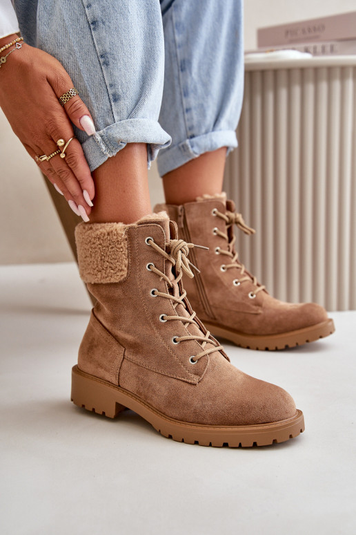 Women's Lined Work Boots with Zipper Brown Mivael