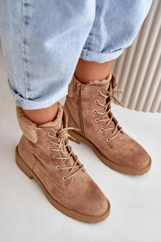 Women's Lined Work Boots with Zipper Brown Mivael