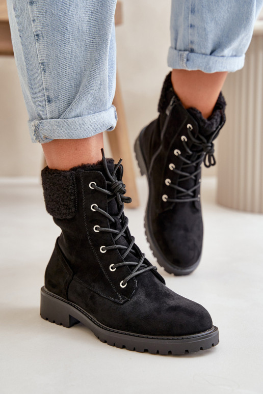 Women's Lined Workery Boots with Zip Black Mivael Women's Lined Workery Boots with Zip Black Mivael