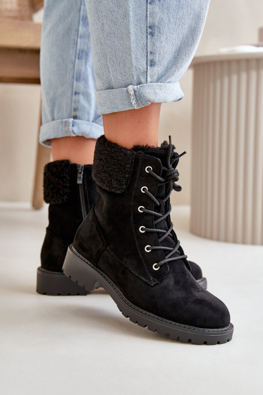 Women's Lined Workery Boots with Zip Black Mivael Women's Lined Workery Boots with Zip Black Mivael