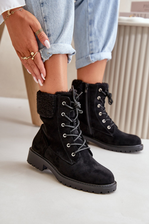 Women's Lined Workery Boots with Zip Black Mivael Women's Lined Workery Boots with Zip Black Mivael