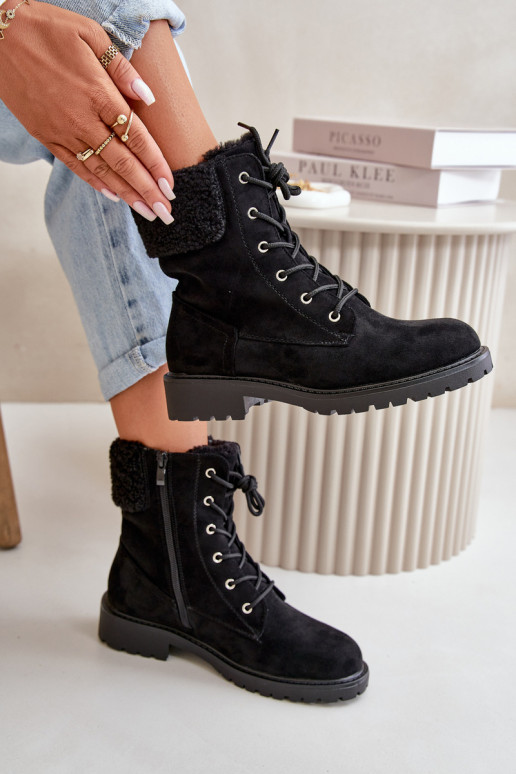 Women's Lined Workery Boots with Zip Black Mivael Women's Lined Workery Boots with Zip Black Mivael