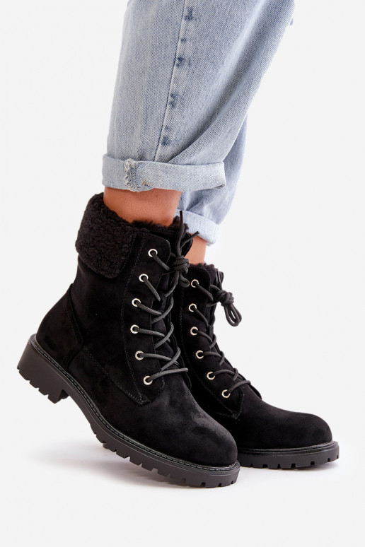 Women's Lined Workery Boots with Zip Black Mivael Women's Lined Workery Boots with Zip Black Mivael