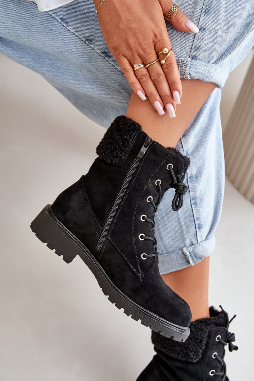 Women's Lined Workery Boots with Zip Black Mivael Women's Lined Workery Boots with Zip Black Mivael