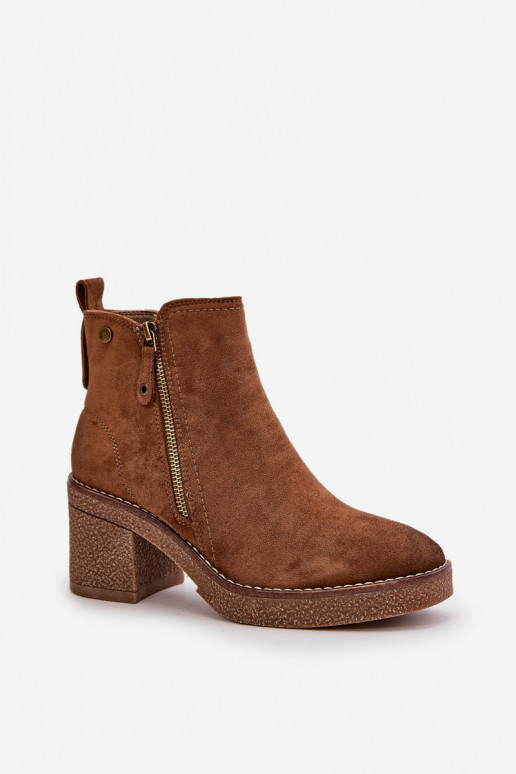 Lined Women's Ankle Boots with Block Heel in Brown Velarilla Lined Women's Ankle Boots with Block Heel in Brown Velarilla