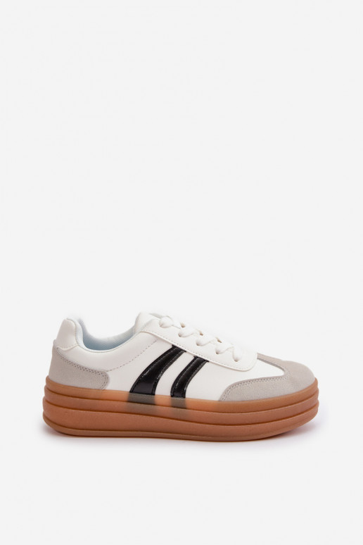 Sneakersy Damskie Na Platformie Biało-Szare Nesonice