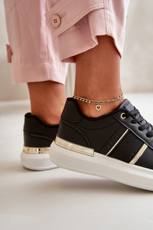 Fashionable Women's Platform Sneakers Made Of Eco Leather Black Nevisase Fashionable Women's Platform Sneakers Made Of Eco Leather Black Nevisase