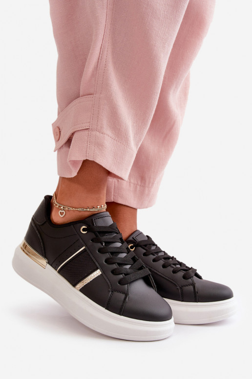 Fashionable Women's Platform Sneakers Made Of Eco Leather Black Nevisase Fashionable Women's Platform Sneakers Made Of Eco Leather Black Nevisase