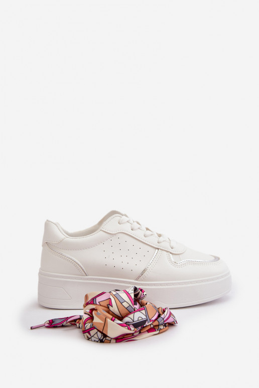 Women's Platform Sneakers With Decorative Lacing White Mistra Women's Platform Sneakers With Decorative Lacing White Mistra