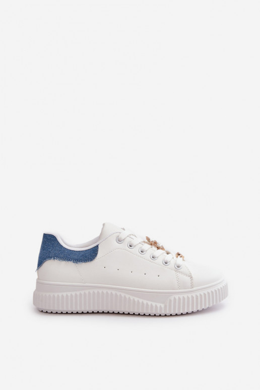 Low Sneakers Made Of Eco Leather With Pins White-Blue Cillione Low Sneakers Made Of Eco Leather With Pins White-Blue Cillione