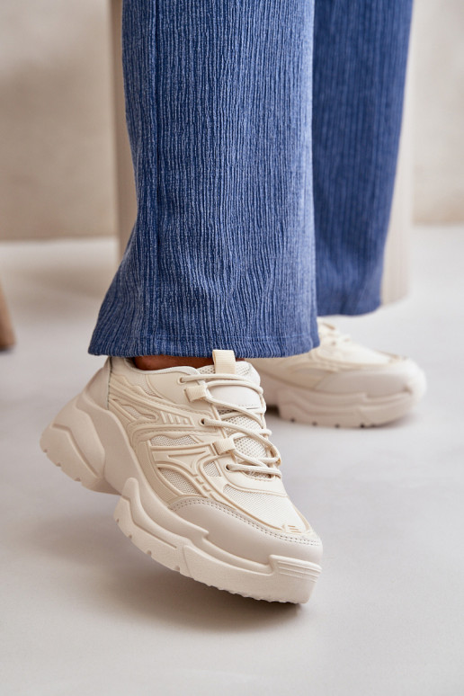 Women's Sports Shoes Sneakers On Massive Sole Light Beige Lerista Women's Sports Shoes Sneakers On Massive Sole Light Beige Lerista
