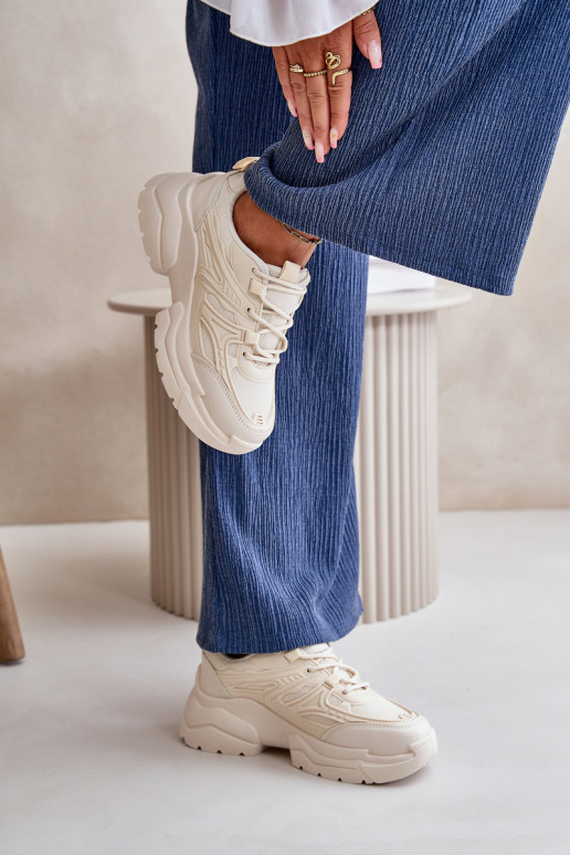 Women's Sports Shoes Sneakers On Massive Sole Light Beige Lerista Women's Sports Shoes Sneakers On Massive Sole Light Beige Lerista