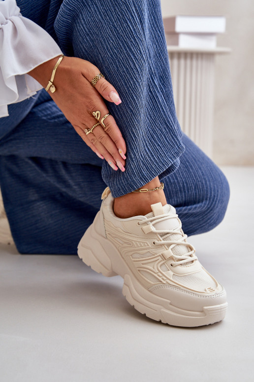 Women's Sports Shoes Sneakers On Massive Sole Light Beige Lerista Women's Sports Shoes Sneakers On Massive Sole Light Beige Lerista
