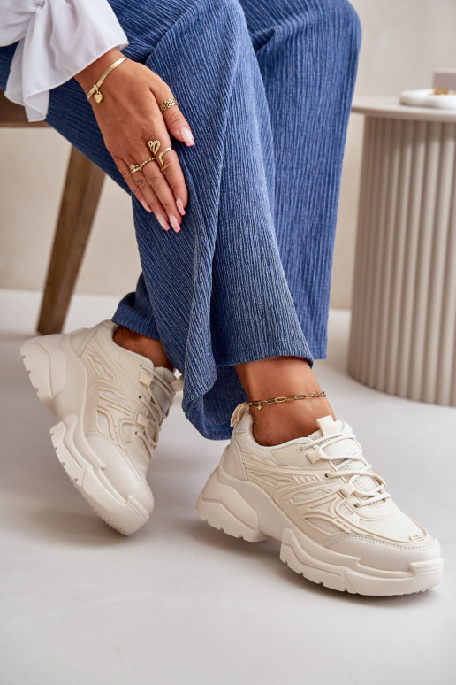 Women's Sports Shoes Sneakers On Massive Sole Light Beige Lerista Women's Sports Shoes Sneakers On Massive Sole Light Beige Lerista