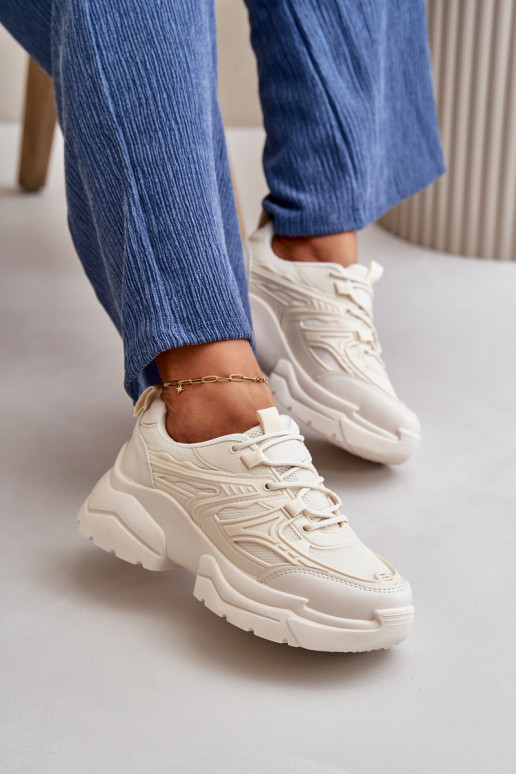 Women's Sports Shoes Sneakers On Massive Sole Light Beige Lerista Women's Sports Shoes Sneakers On Massive Sole Light Beige Lerista