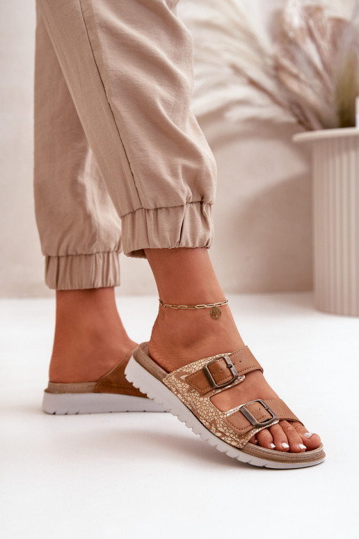 Women's Comfortable Sandals With Buckles Brown Inblu CN000033 Women's Comfortable Sandals With Buckles Brown Inblu CN000033