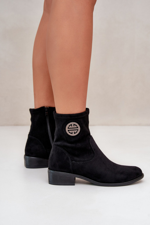 Women's Ankle Boots with Flat Heel and Zip Beige Loratie