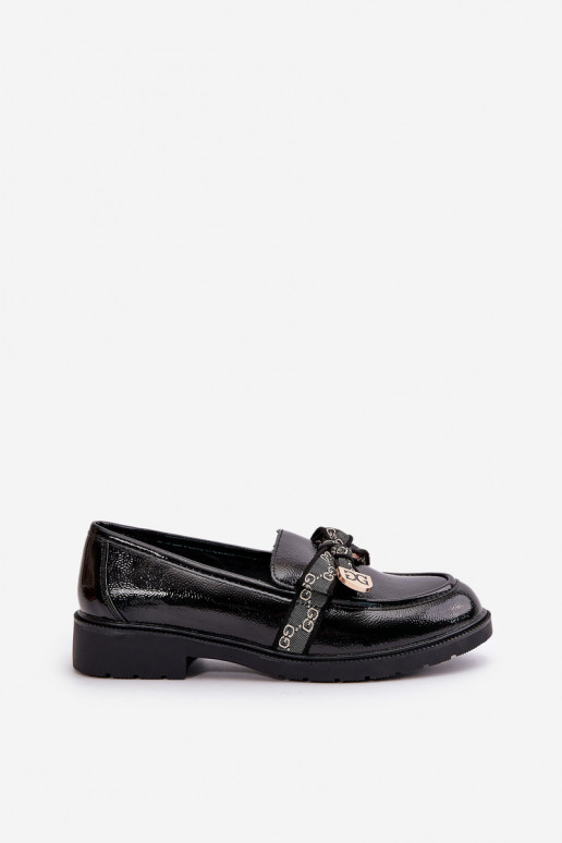 Patent Ladies Moccasins With Bow Black S.Barski HY42-331A Patent Ladies Moccasins With Bow Black S.Barski HY42-331A