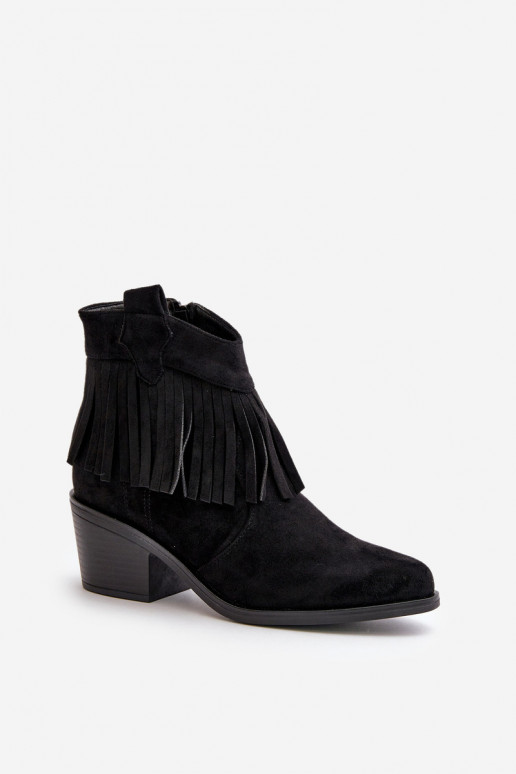 Women's Cowboy Boots With Zip Eco Suede Black S.Barski HY42-127 Women's Cowboy Boots With Zip Eco Suede Black S.Barski HY42-127