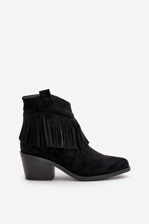 Women's Cowboy Boots With Zip Eco Suede Black S.Barski HY42-127 Women's Cowboy Boots With Zip Eco Suede Black S.Barski HY42-127