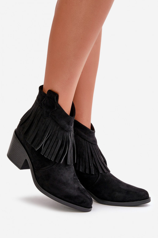Women's Cowboy Boots With Zip Eco Suede Black S.Barski HY42-127 Women's Cowboy Boots With Zip Eco Suede Black S.Barski HY42-127