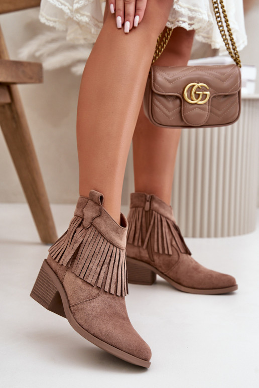 Women's Cowboy Boots With Zip Eco Suede Brown S.Barski HY42-127 Women's Cowboy Boots With Zip Eco Suede Brown S.Barski HY42-127