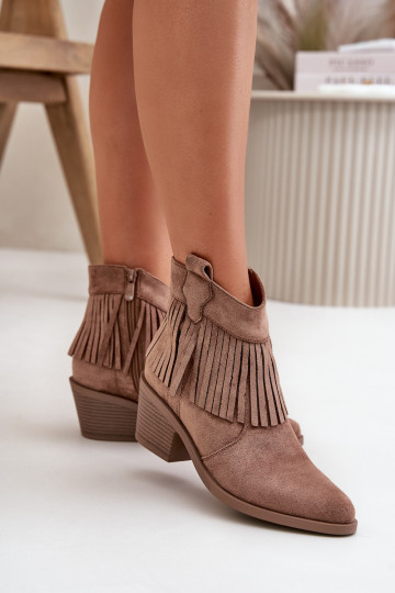 Women's Cowboy Boots With Zip Eco Suede Brown S.Barski HY42-127 2
