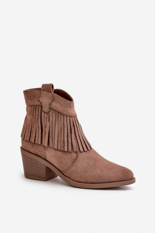 Women's Cowboy Boots With Zip Eco Suede Brown S.Barski HY42-127 Women's Cowboy Boots With Zip Eco Suede Brown S.Barski HY42-127