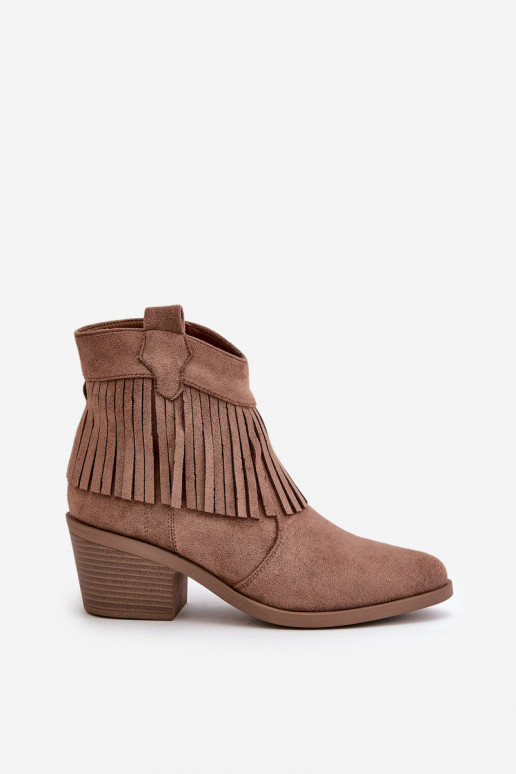 Women's Cowboy Boots With Zip Eco Suede Brown S.Barski HY42-127 Women's Cowboy Boots With Zip Eco Suede Brown S.Barski HY42-127