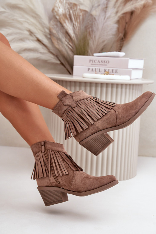 Women's Cowboy Boots With Zip Eco Suede Brown S.Barski HY42-127 Women's Cowboy Boots With Zip Eco Suede Brown S.Barski HY42-127