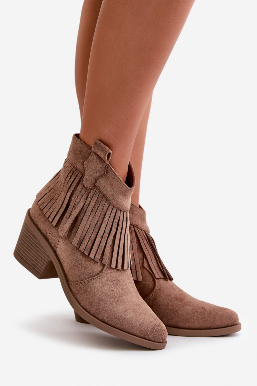 Women's Cowboy Boots With Zip Eco Suede Brown S.Barski HY42-127 Women's Cowboy Boots With Zip Eco Suede Brown S.Barski HY42-127