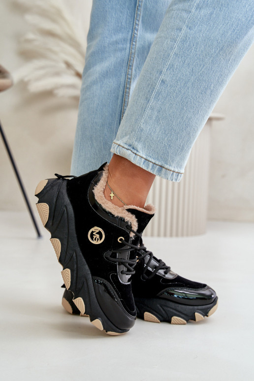 Women's Sport Shoes Laced Insulated On Platform Black Verioras Women's Sport Shoes Laced Insulated On Platform Black Verioras