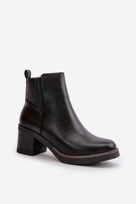 Insulated Women's Heeled Boots Eco Leather Black Irittes Insulated Women's Heeled Boots Eco Leather Black Irittes