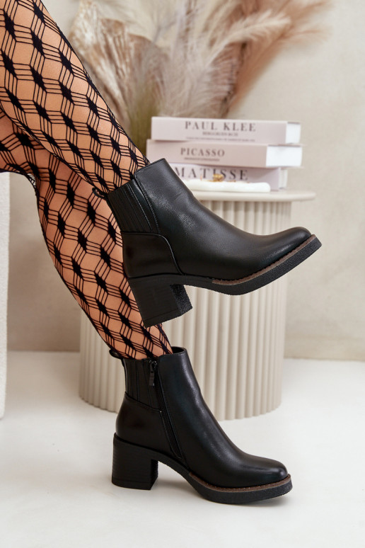 Insulated Women's Heeled Boots Eco Leather Black Irittes Insulated Women's Heeled Boots Eco Leather Black Irittes