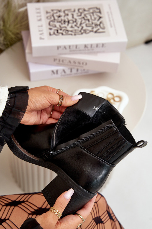 Insulated Women's Heeled Boots Eco Leather Black Irittes Insulated Women's Heeled Boots Eco Leather Black Irittes