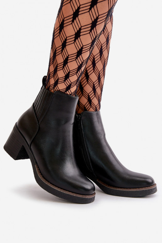 Insulated Women's Heeled Boots Eco Leather Black Irittes Insulated Women's Heeled Boots Eco Leather Black Irittes