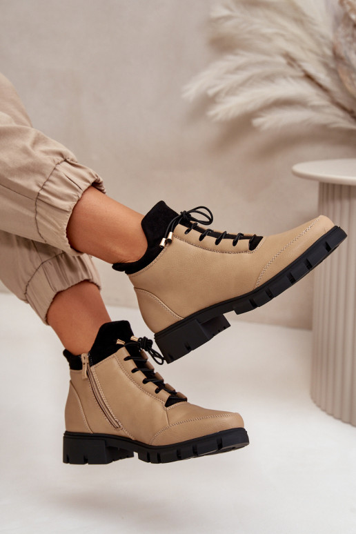 Low Women's Boots Insulated Eco Leather Beige Erisabelle