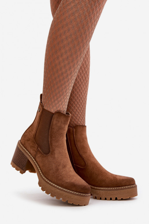 Women's Insulated Heeled Boots Eco Suede Brown Irissinae Women's Insulated Heeled Boots Eco Suede Brown Irissinae